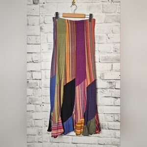 Striped Patchwork Maxi Skirt - Multicolor